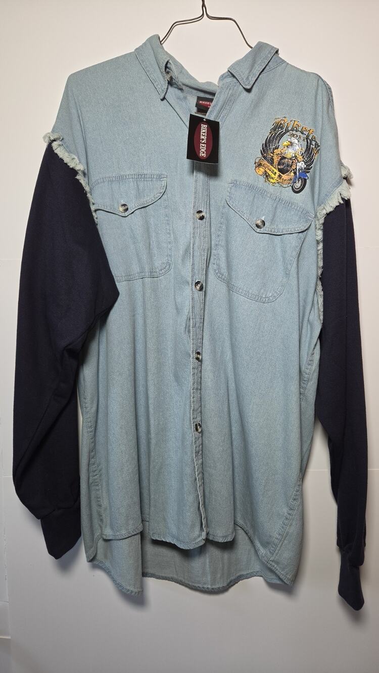 Biker's Edge Daytona Beach Bikefest 2011 Denim Shirt Sweatshirt Sleeves 3XL NWT